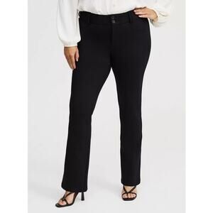 Torrid Trouser Slim Boot Studio Luxe Ponte Mid-Rise Pant in Deep Black Business